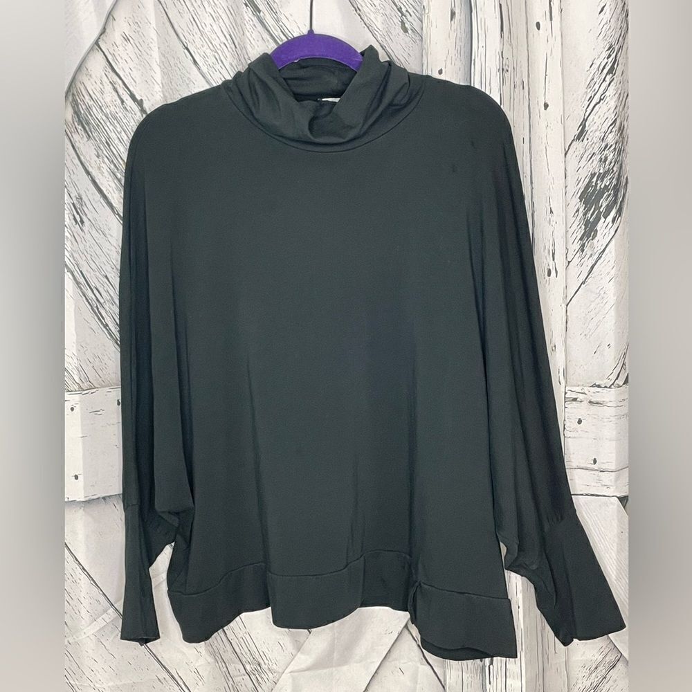 Made in Italy Black Oversized Turtleneck Top